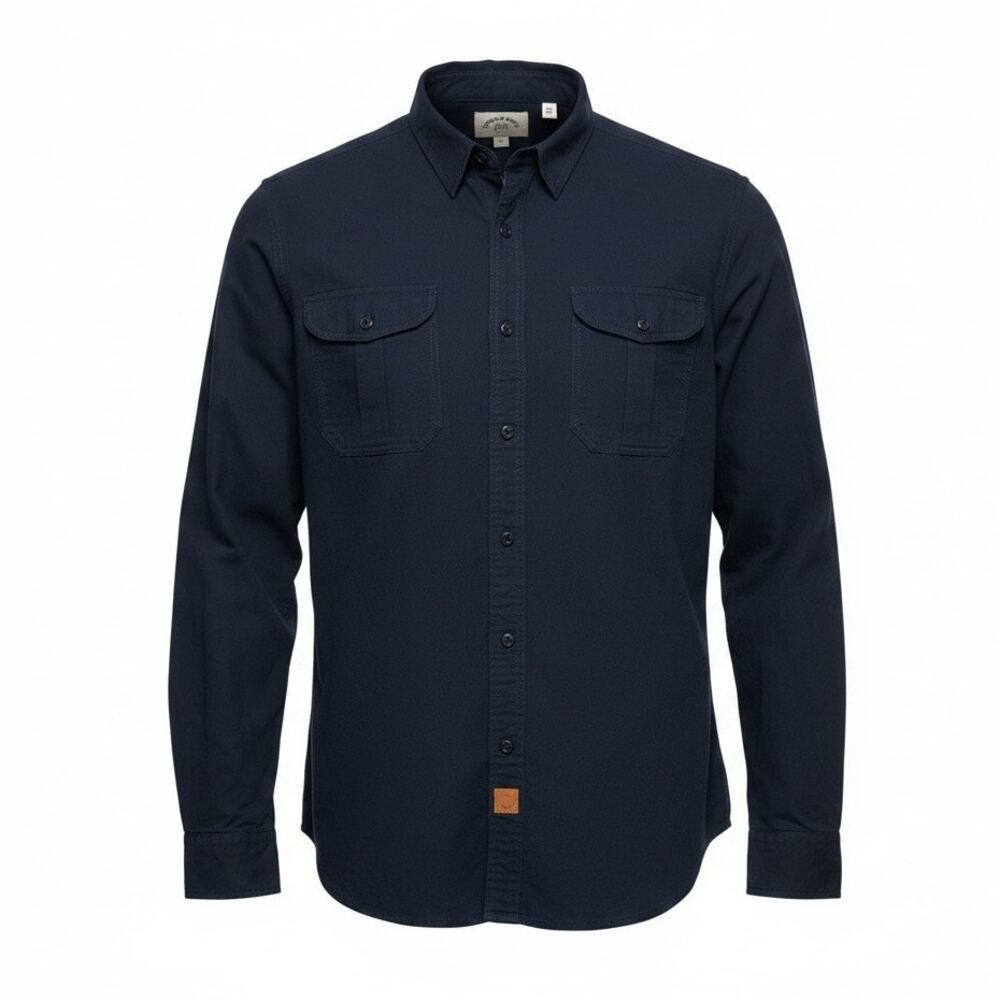 Customized Version Navy Blue Utility Button Shirt Men 3x Long Sleeve Cotton Work